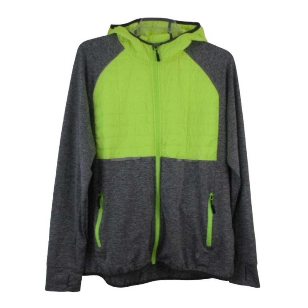 Little Donkey Andy Hooded Running Hiking Jacket Full Zip Neon Yellow Gray